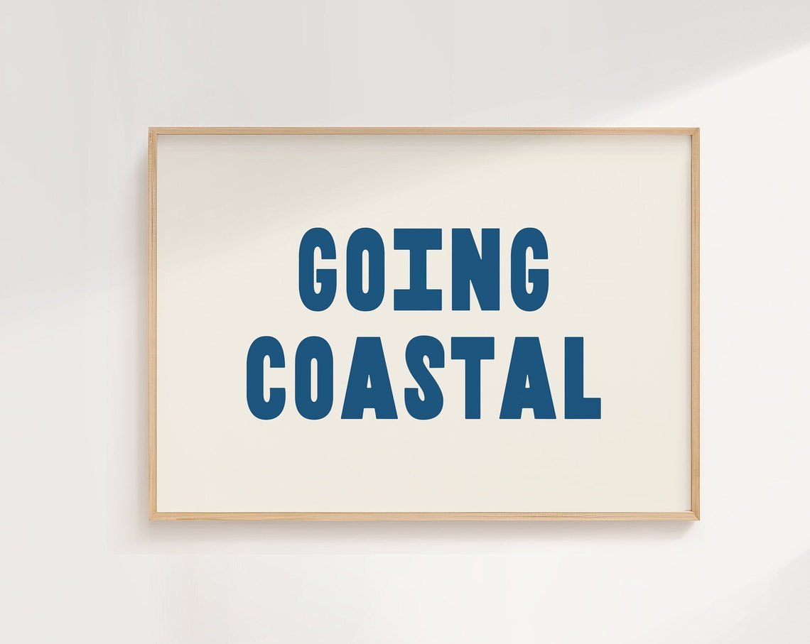 Going Coastal Retro Beach Sunset Pink Sky Palm Coastline Travel Poster