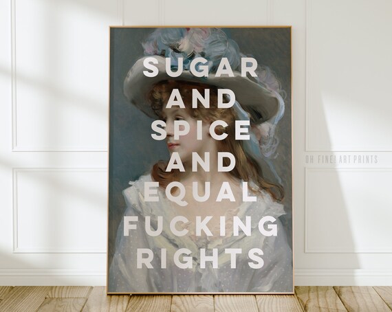Feminist Wall Art Sugar And Spice And Equal Fcking Rights Funny Quote Poster Prints