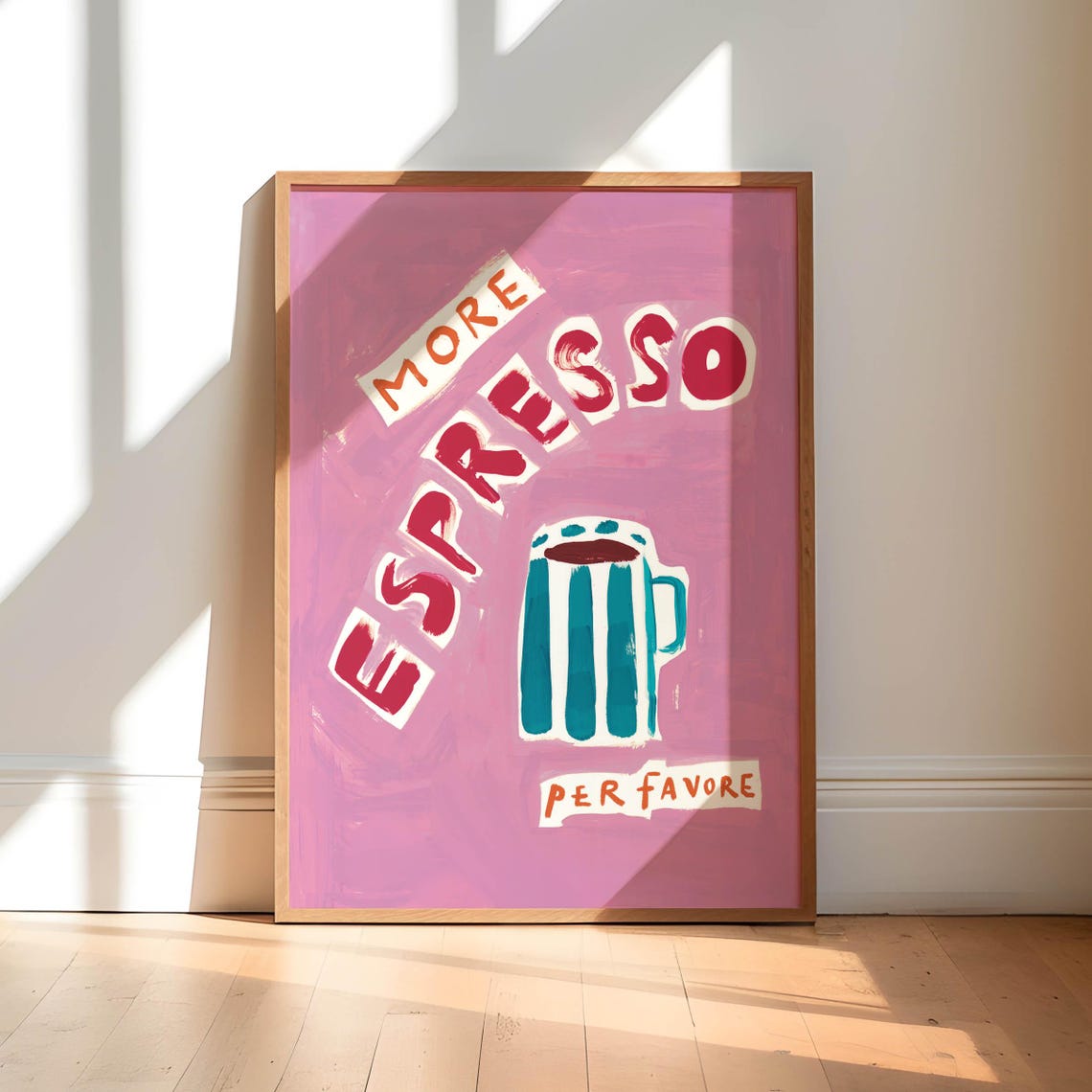 More Espresso Per Favore Art Print Coffee Wall Italy Poster Kitchen Decor