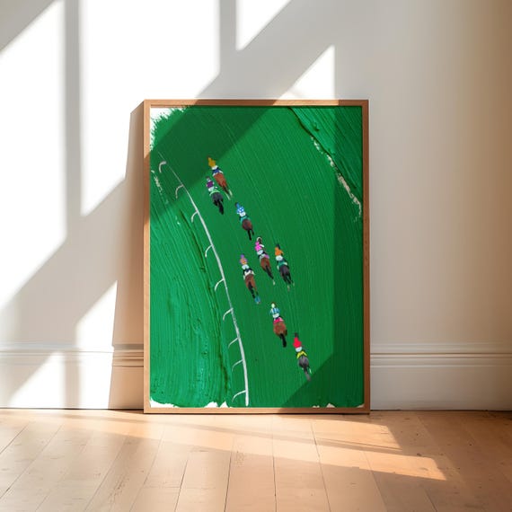 Horse Racing Art Print Birds Eye View Sports Wall