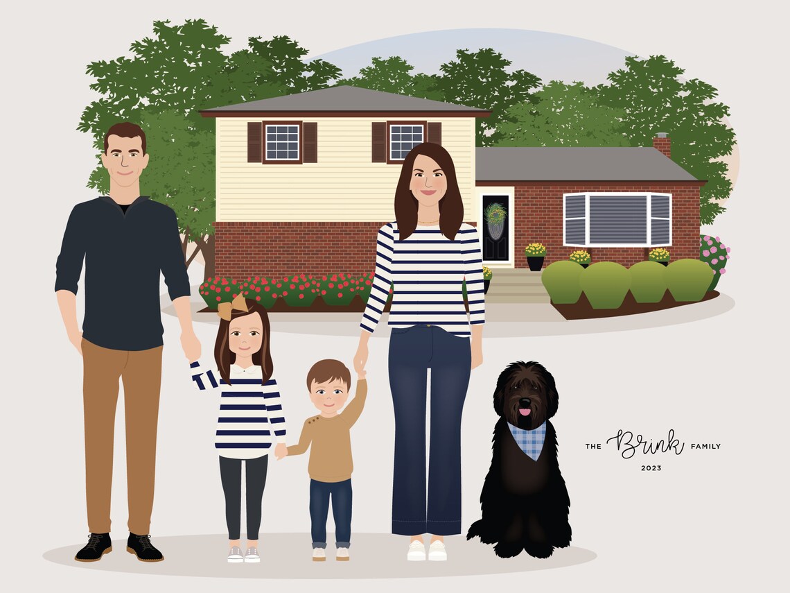 Custom Family Portrait, Personalized Art Print - Image 2