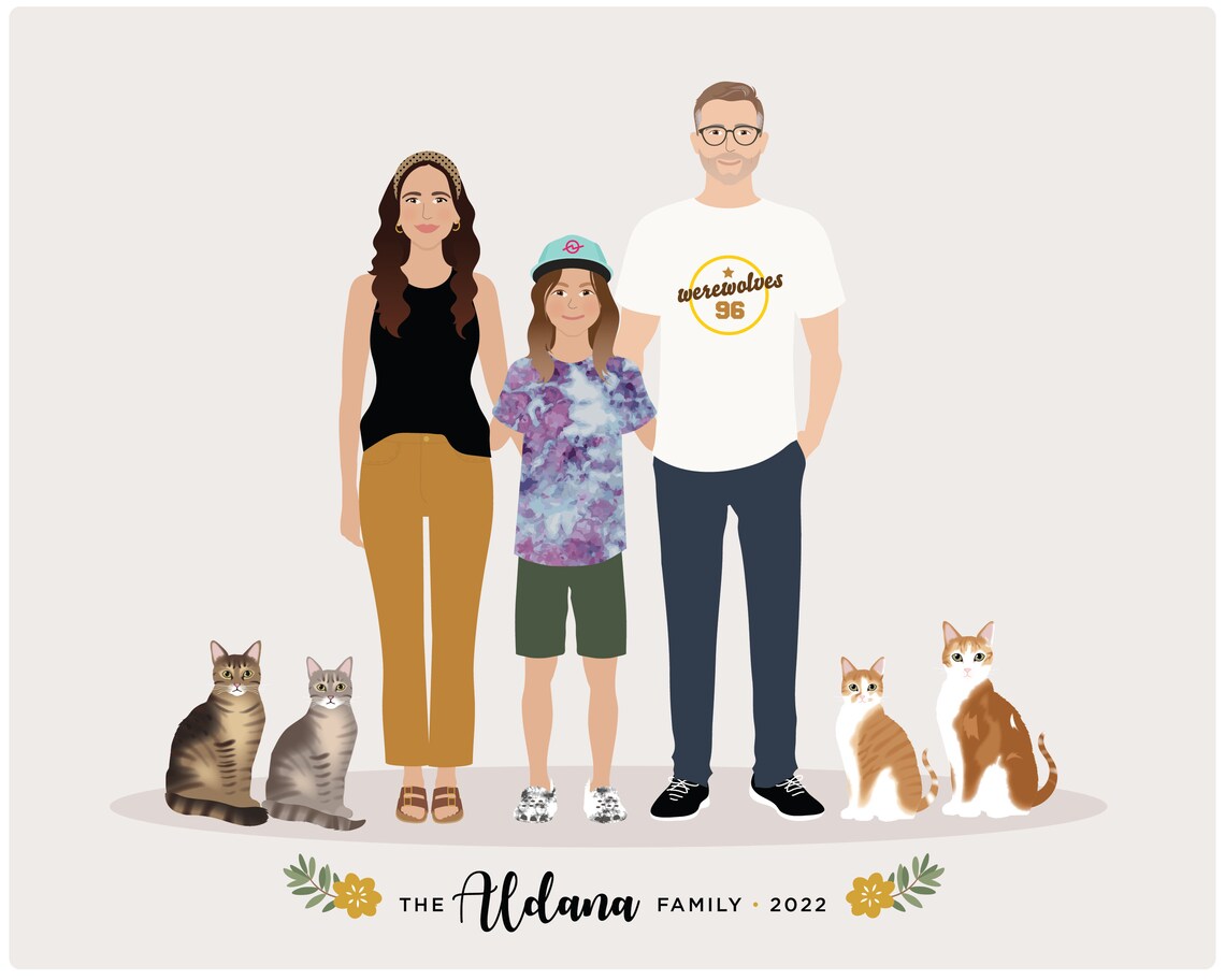 Custom Family Portrait, Personalized Mothers Day Gift - Image 2