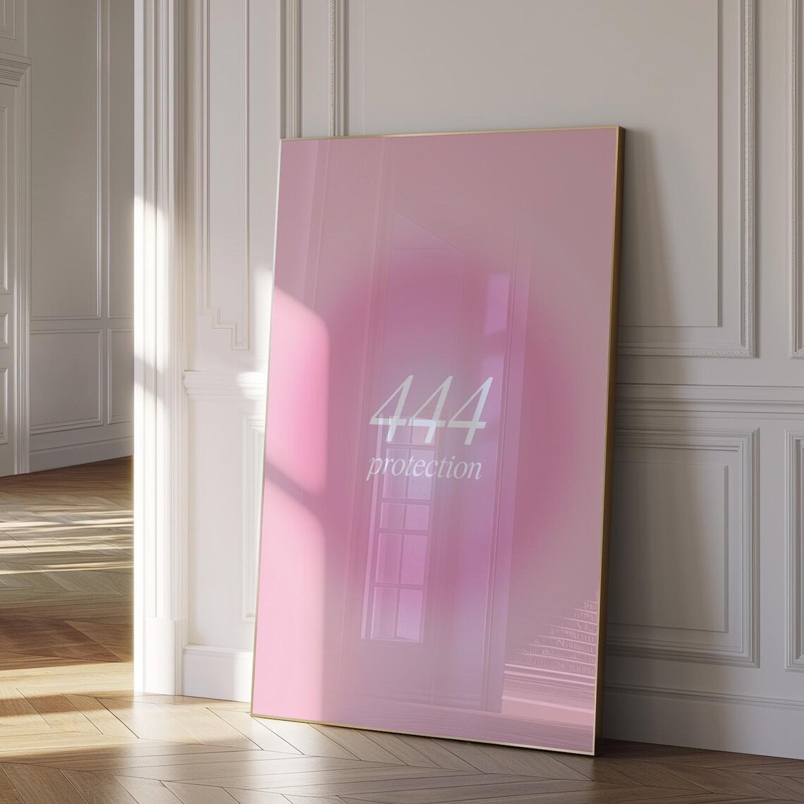 444 Wall Art Pink Room Decor Angel Number 444 Poster Aura Wall Art Pink 444 Print Angel Number Gift For Girl Apartment Decor Pink