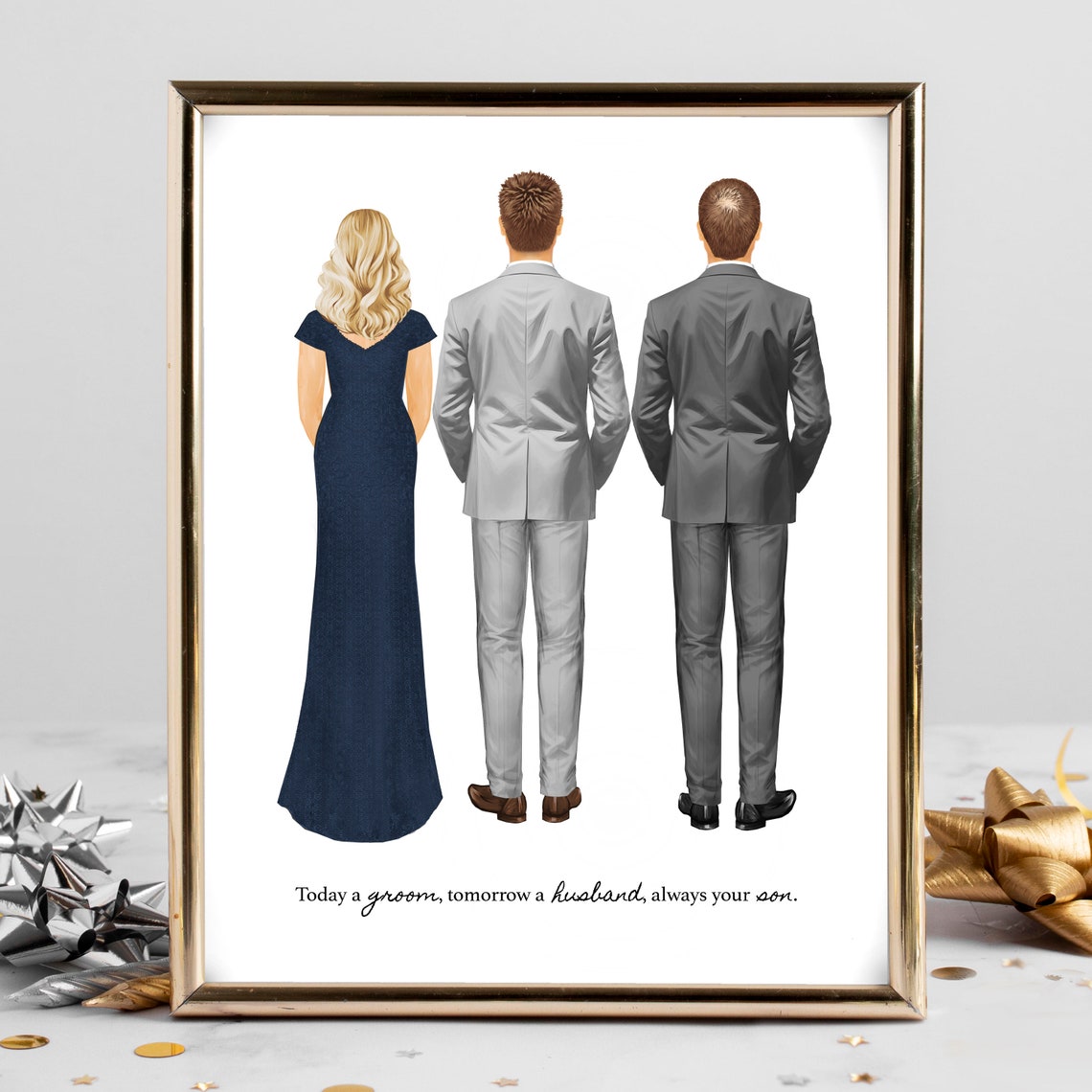 Groom and Parents Wedding Portrait Always Your Son Quote Poster