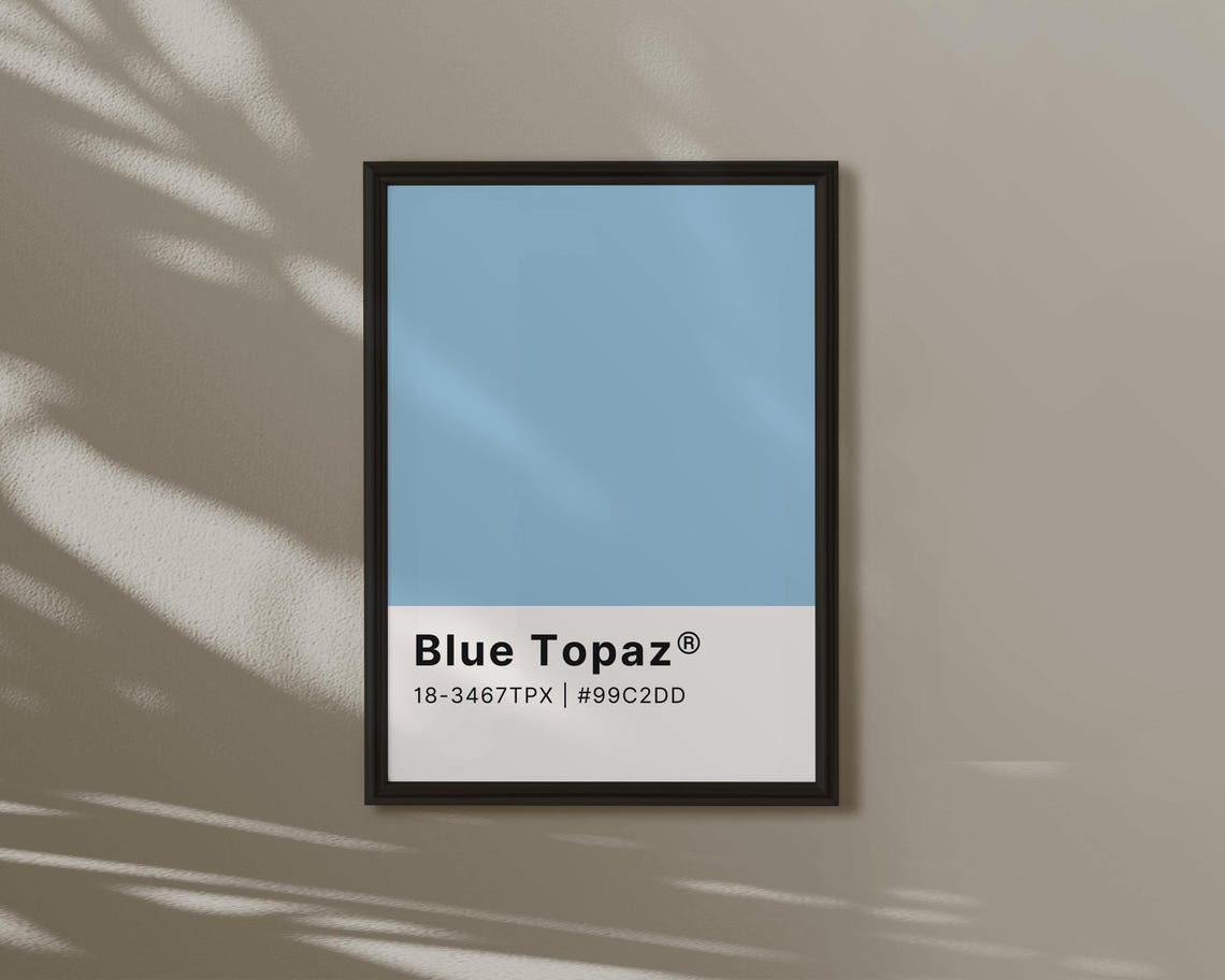 Blue Topaz Light Blue Colour Swatch Card Minimalist Modern Poster
