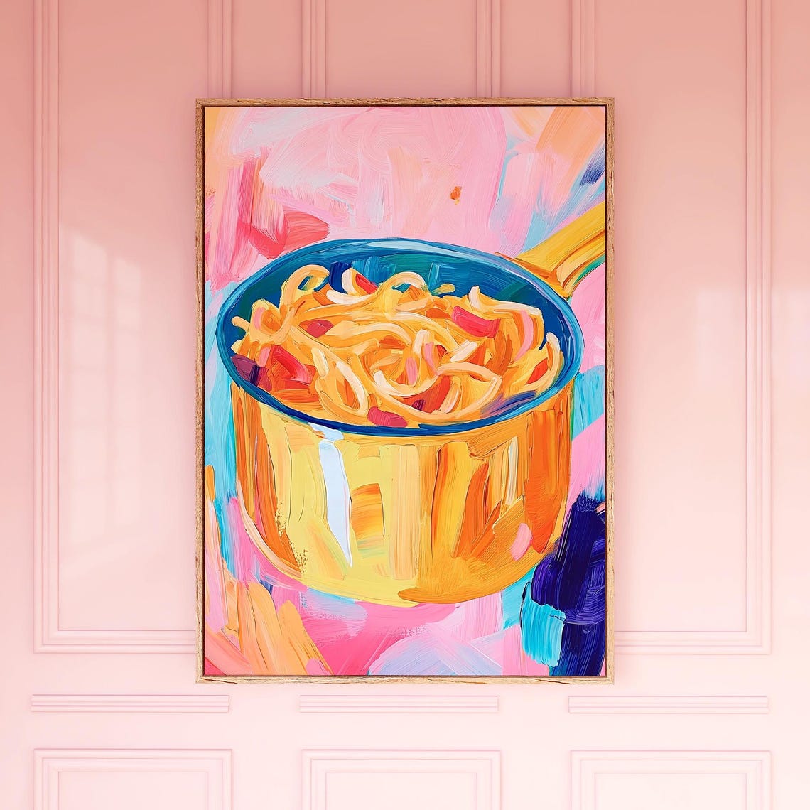 Pasta In Yellow Pot Bold Painterly Italian Kitchen Art Poster