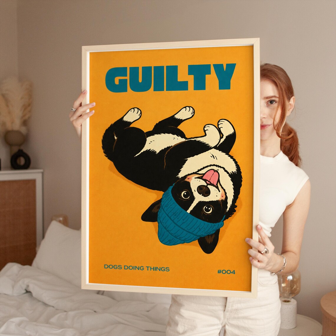 Guilty Dog Poster, Cartoon Pup Art Print