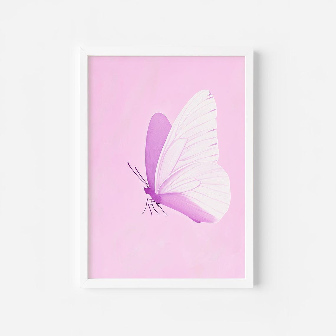 Delicate Pink and White Butterfly on Blush Pink Insect Poster