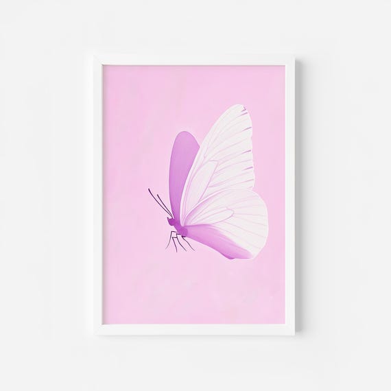 Pastel Purple Butterfly Butterfly Art Retro Animal Wall Art Retro Butterfly Insect Art Colorful Animal
