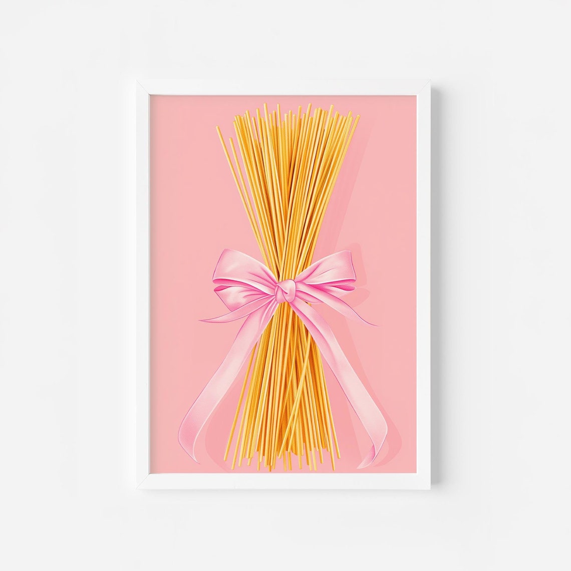 Spaghetti Bundle With Pink Ribbon Bow Pasta Lover Kitchen Poster