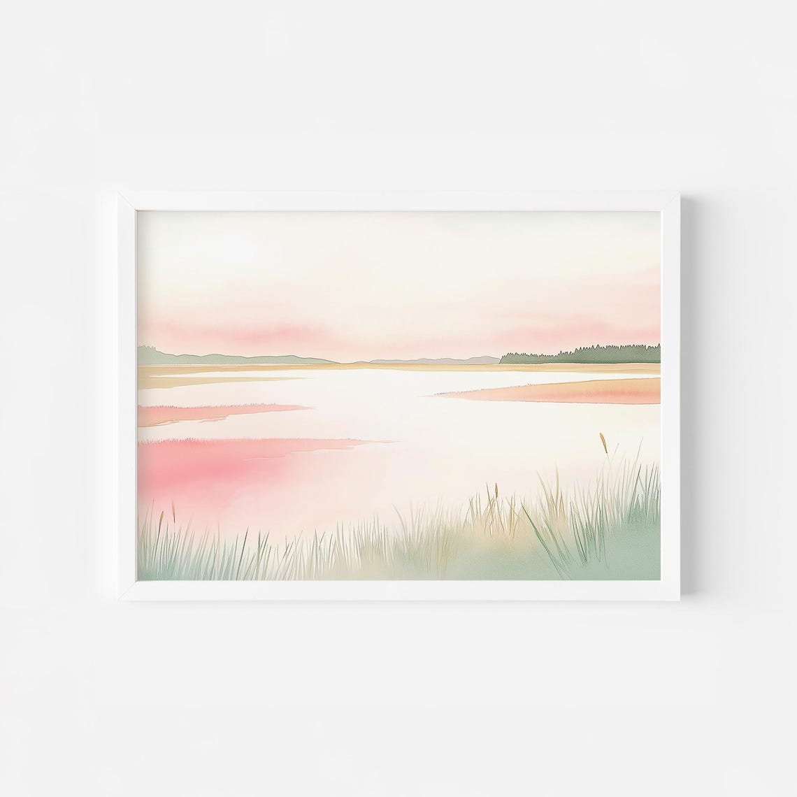 Blush Pink Marsh Waters At Sunrise Minimalist Wetlands Poster