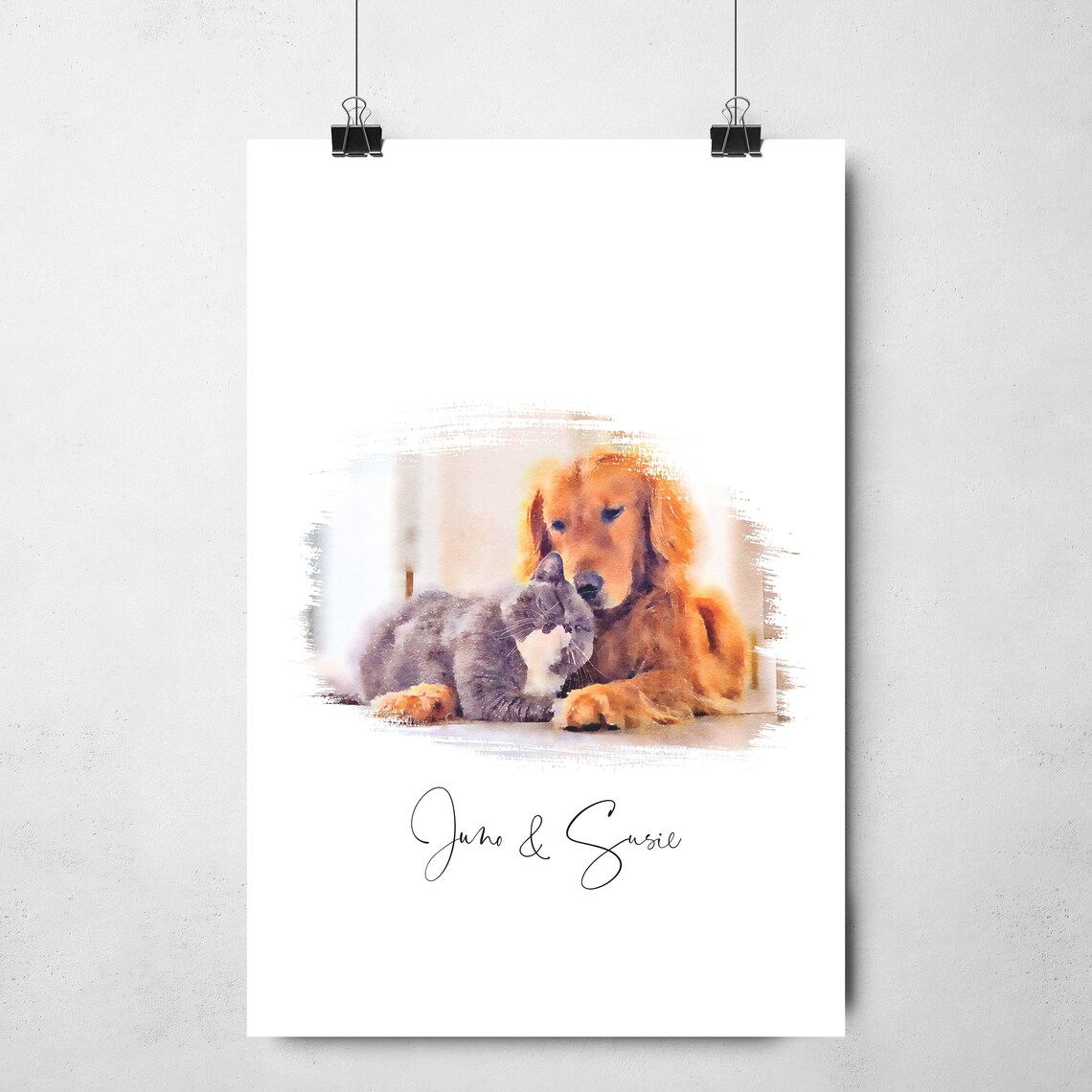 Custom Watercolor Pet Art, Personalized Art Print - Image 2