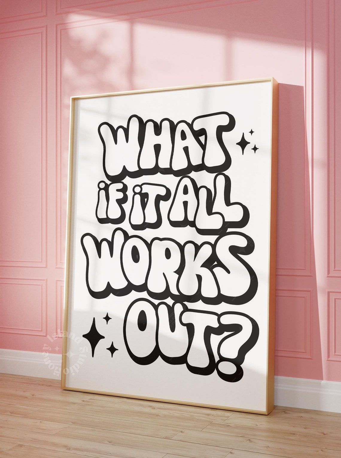 What If It All Works Out Chunky Black Retro Bubble Letters Poster