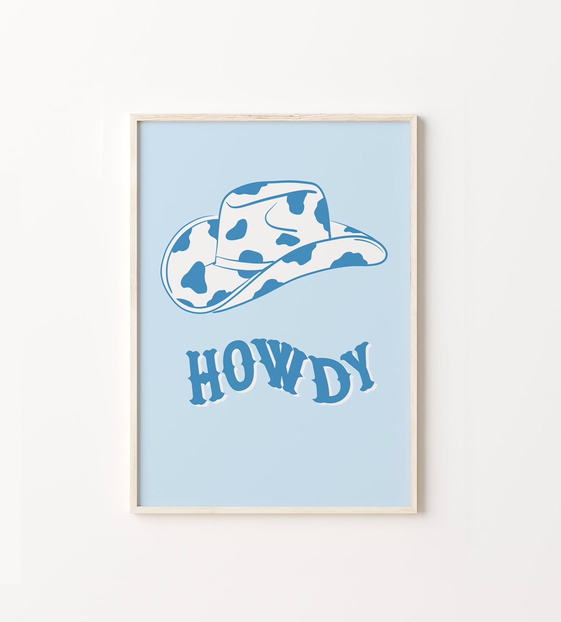 Cowgirl Western Hat Blue Boho Art Print