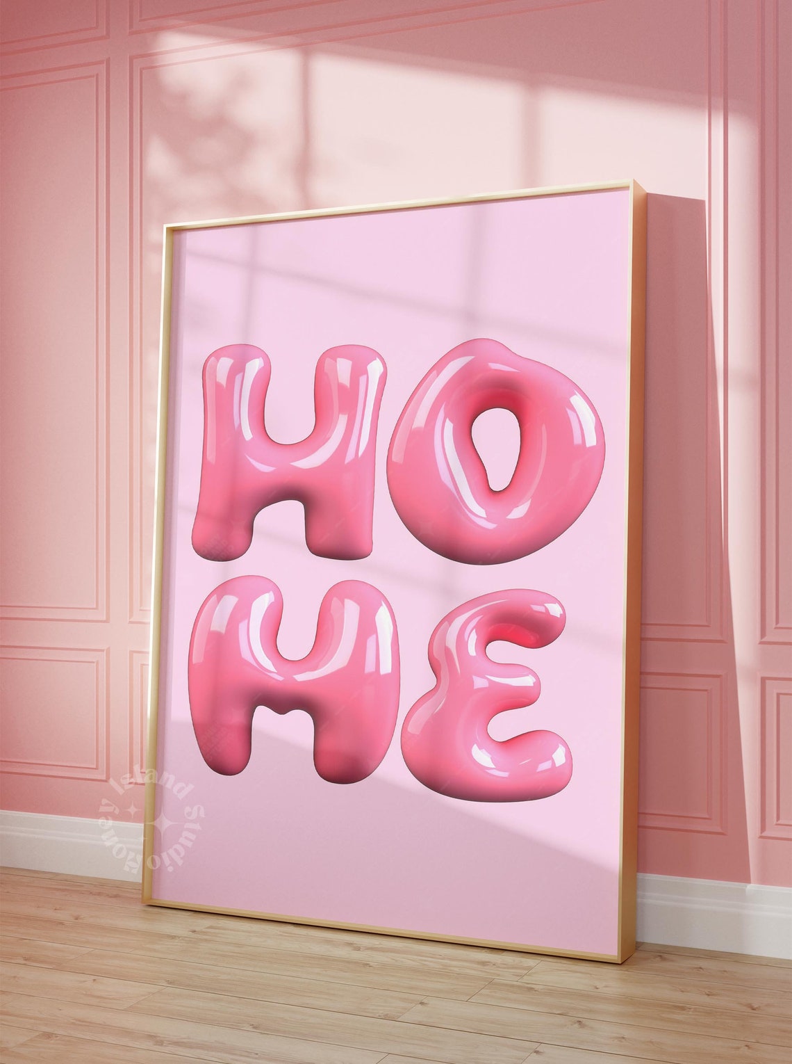 Home Sweet Pink 3D Bubble Letters Y2K Typography Wall Art Cozy