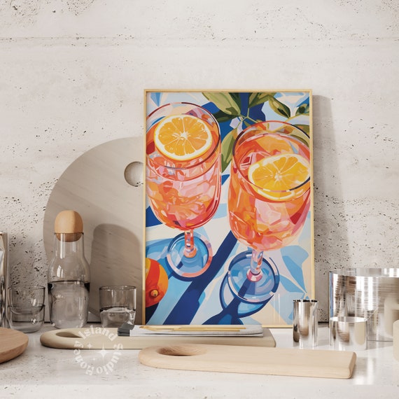 Cocktail Drinks Art Print, Kitchen Bar Cart Decor