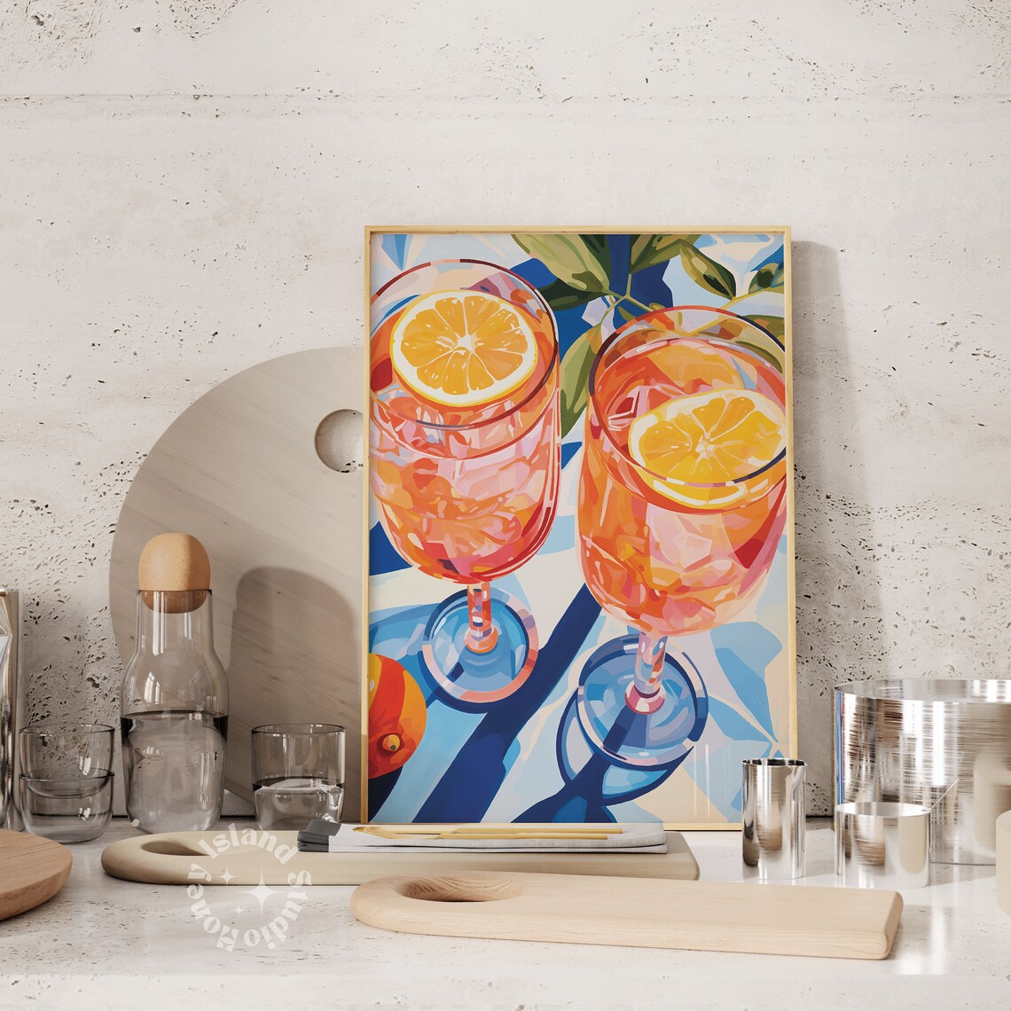 Cocktail Drinks Art Print, Kitchen Bar Cart Decor