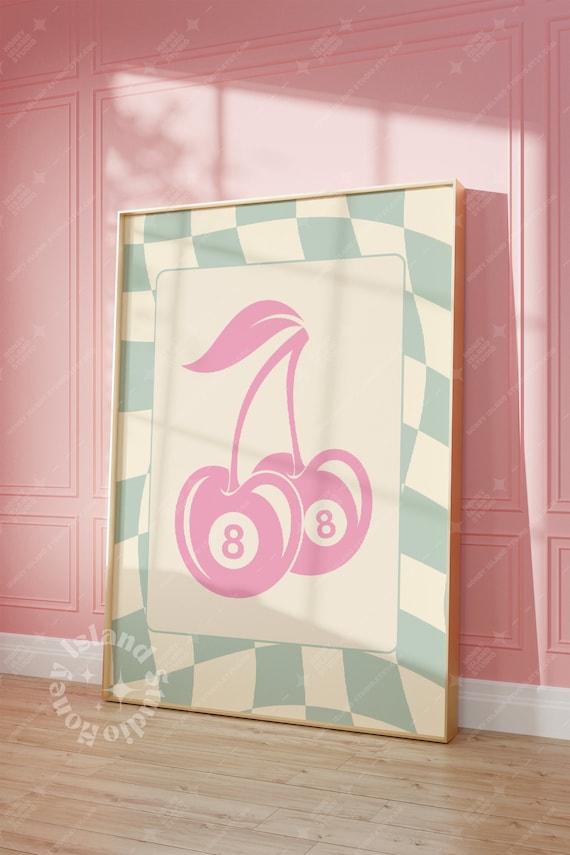 Cherry Ball 8 Retro Bar Cart Art Print