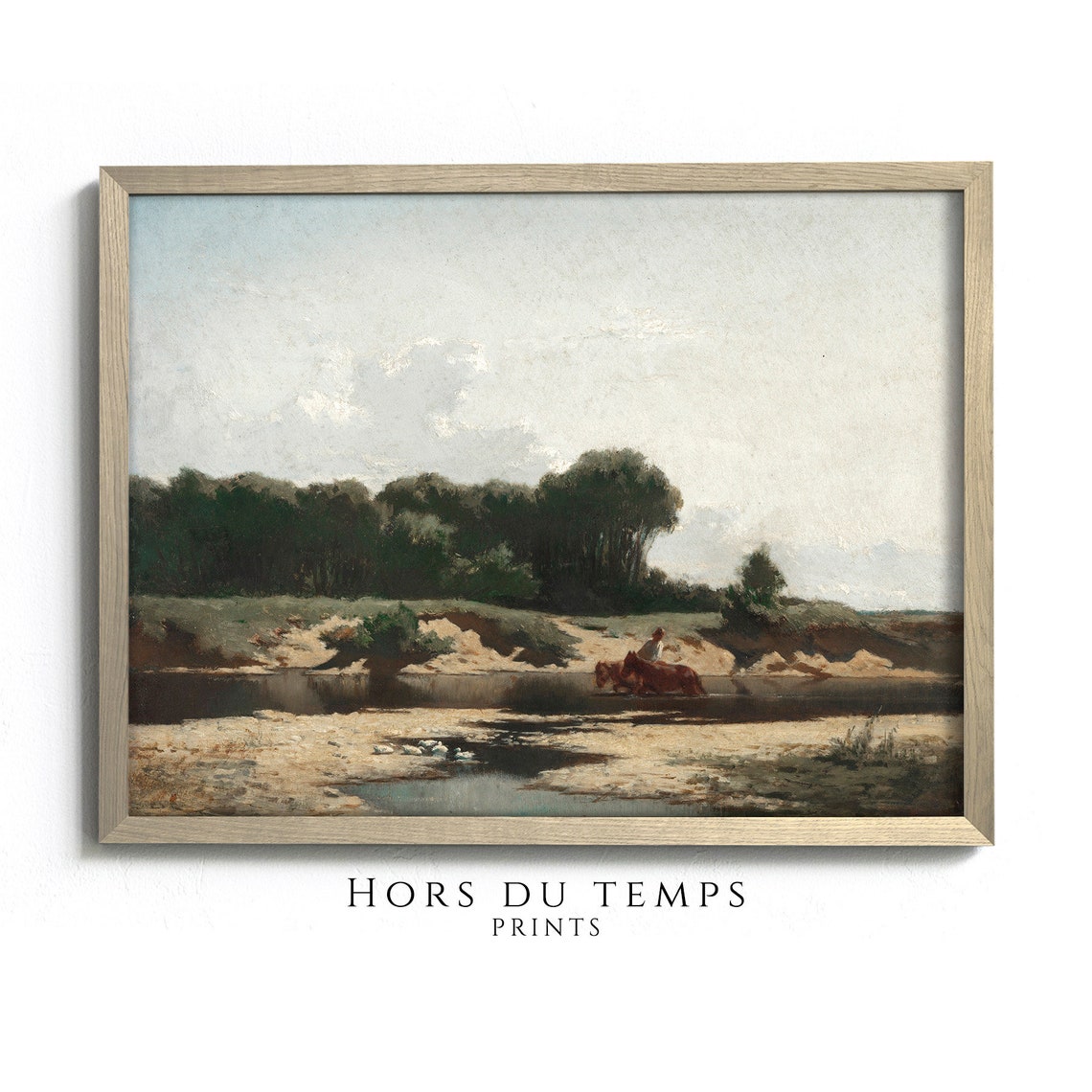 Cattle Crossing Shallow River Vintage Pastoral Countryside Poster