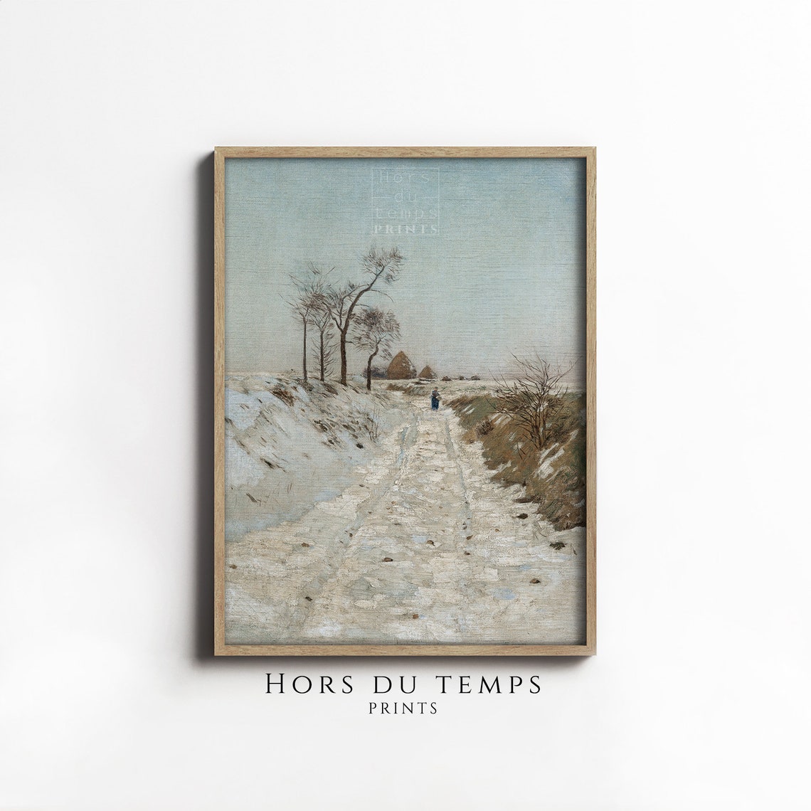 Snowy Country Path Walker Winter Vintage Landscape Painting Poster