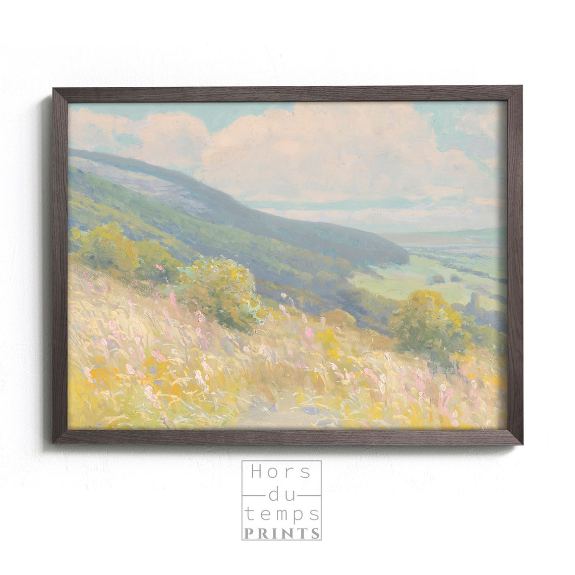 Spring Flower Meadow Rolling Hills Soft Pastel Landscape Poster - Image 2