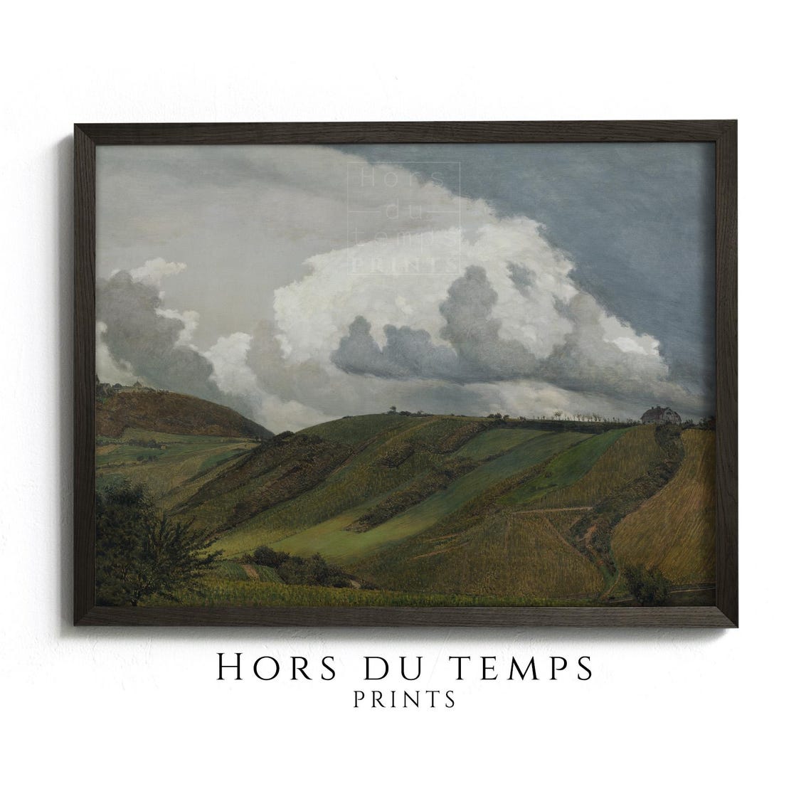 Vintage Rolling Hills Dramatic Cloud Sky Farmhouse Painting Poster