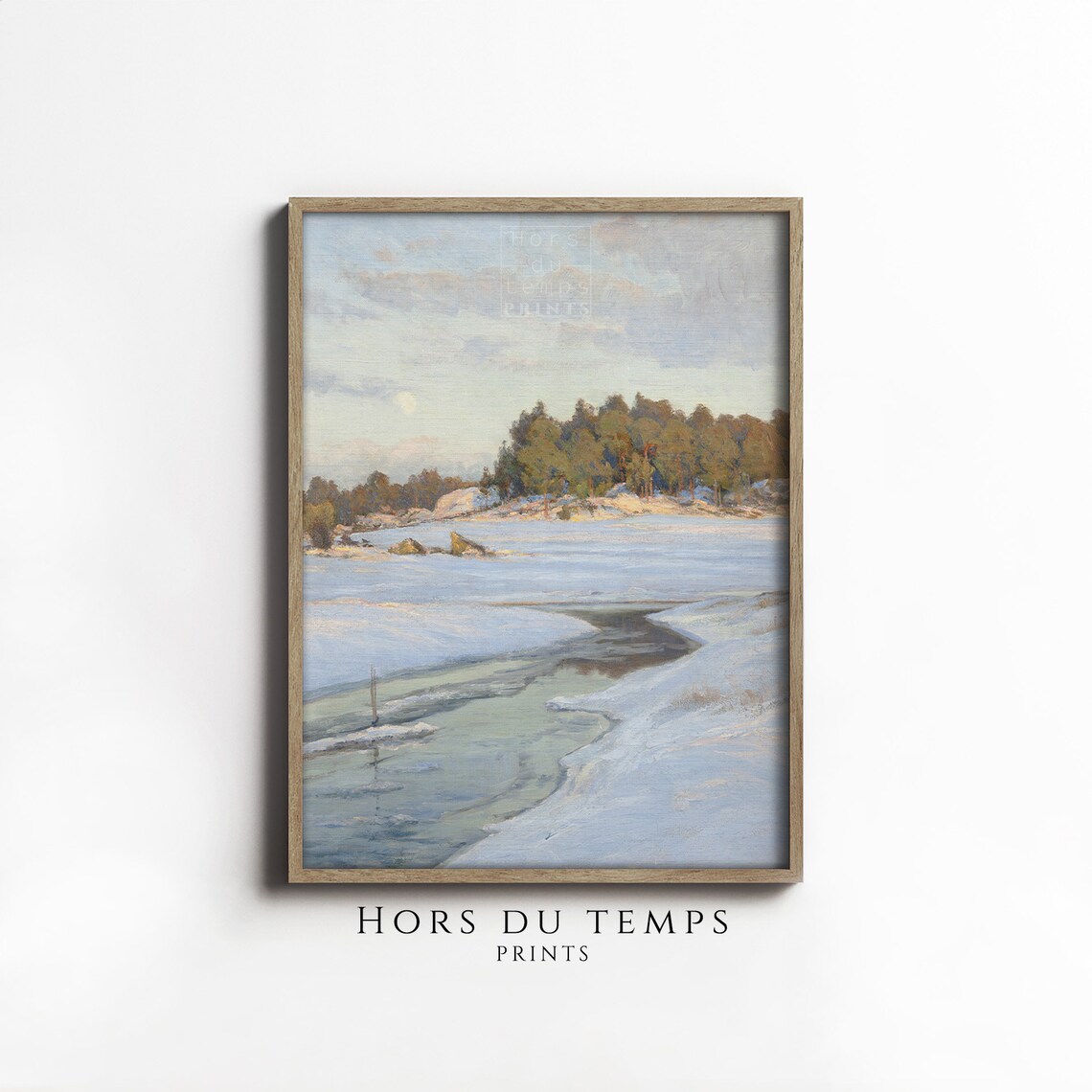 Golden Light Frozen Lake Pine Forest Winter Shoreline Poster