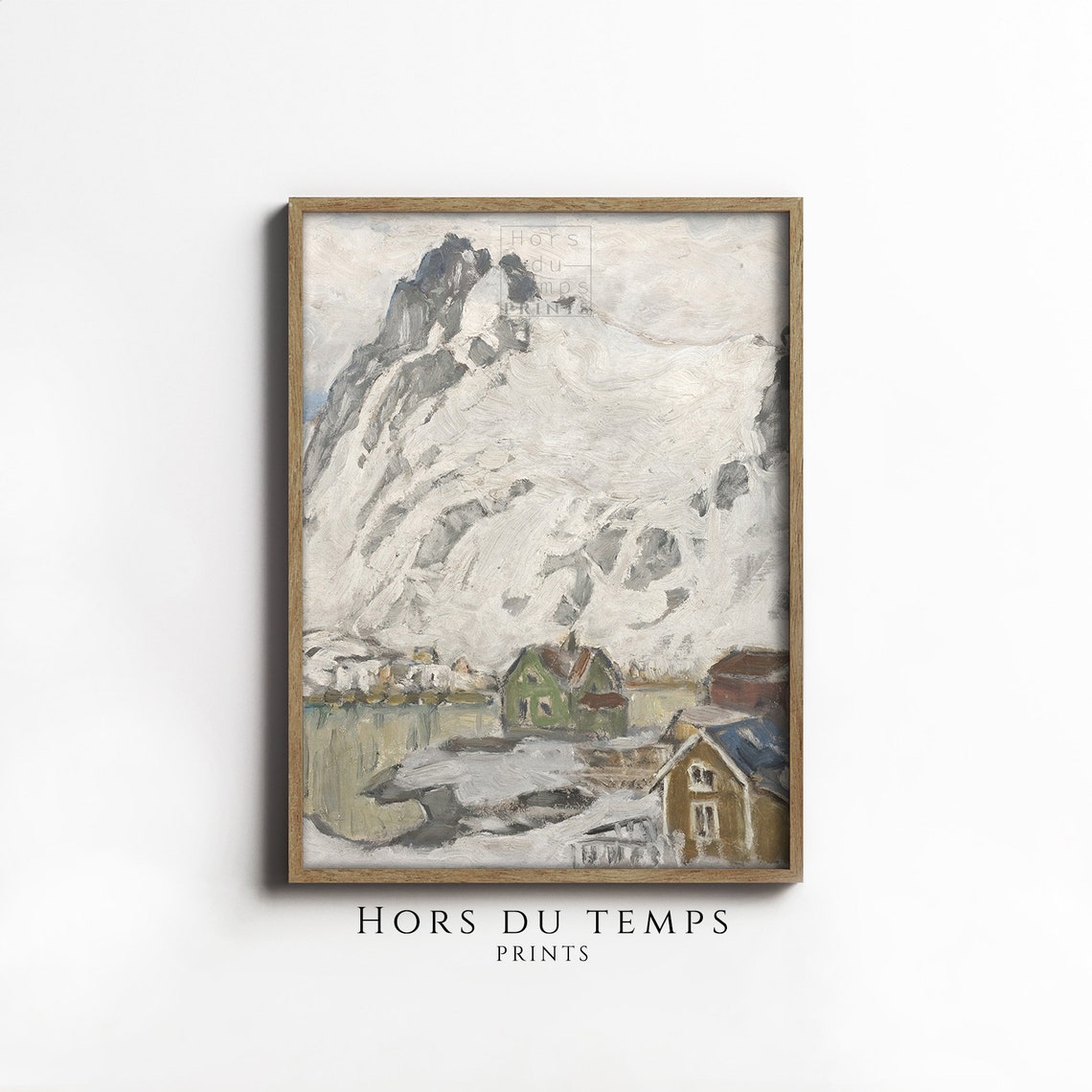 Snow Mountain Peak Above a Village Winter Alpine Landscape Poster