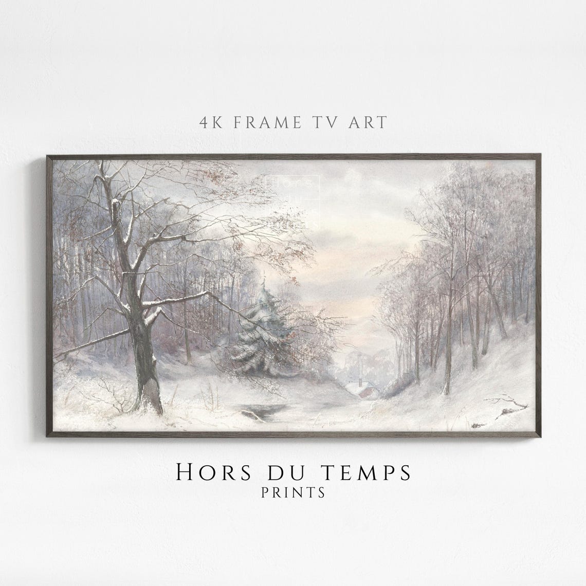 Misty Snowy Woodland With Bare Trees Vintage Winter Landscape Poster
