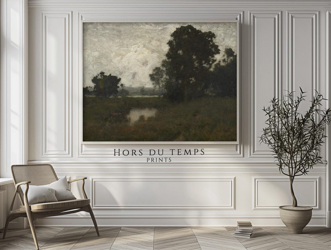 Dark Tonalist Forest Pond Moody Vintage Landscape Oil Painting Poster - Image 2