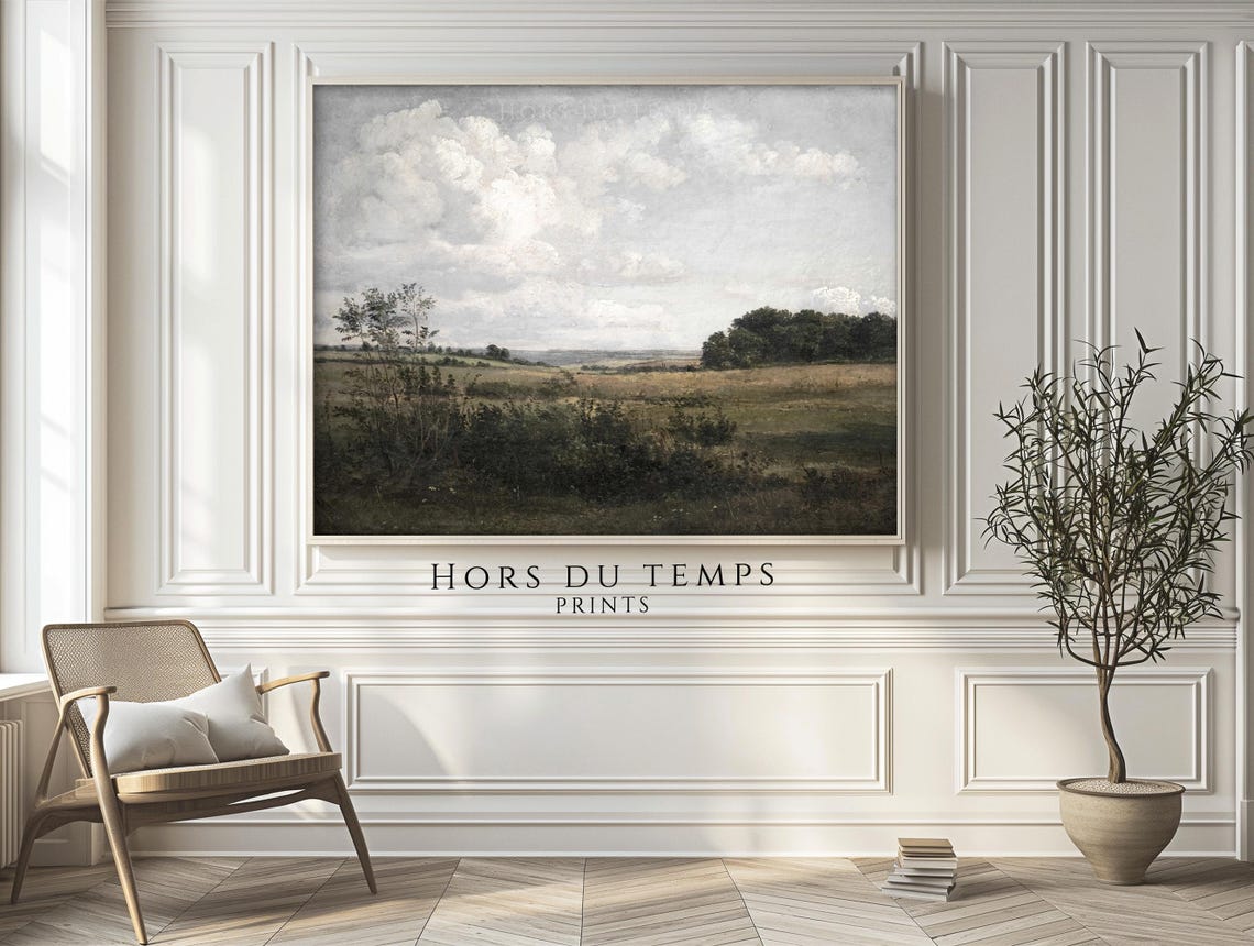 Dramatic Clouds Over Rolling Countryside Fields Vintage Sky Art Poster - Image 2