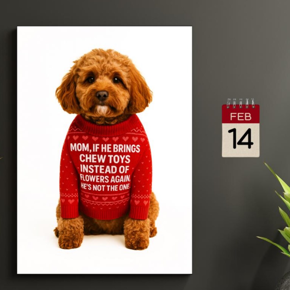 Cavapoo Valentines Day Poster, Romantic Cute
