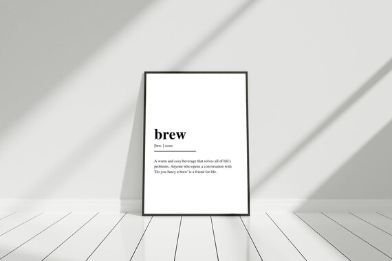 Brew Definition Print Poster Print Wall Art Home Decor Print Print Typography Print Definition Print Instant