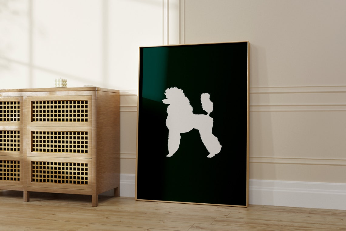 Poodle Wall Art Poodle Posters Dog Art Print Green Dog Poster Art Art For Kids Room Green Poster For Kids Playroom Dog Prints - Image 2