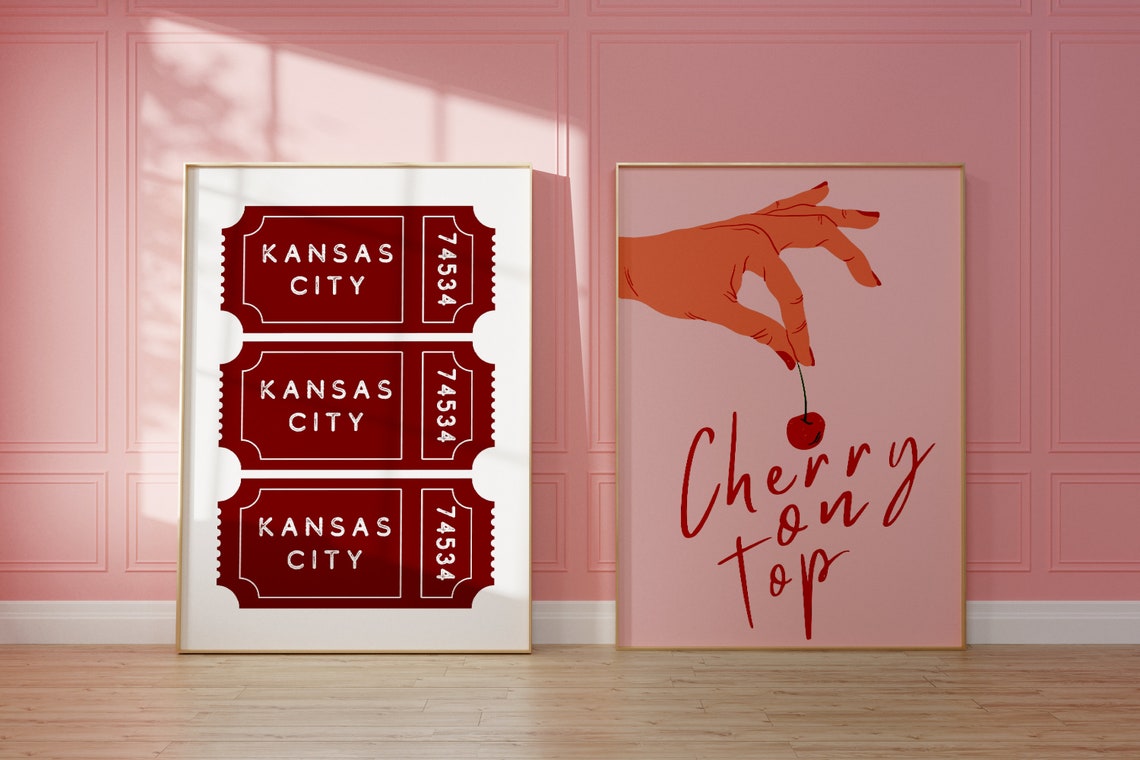 Kansas City Dark Red Retro Ticket Stub Set of Three Wall Decor Poster - Image 2