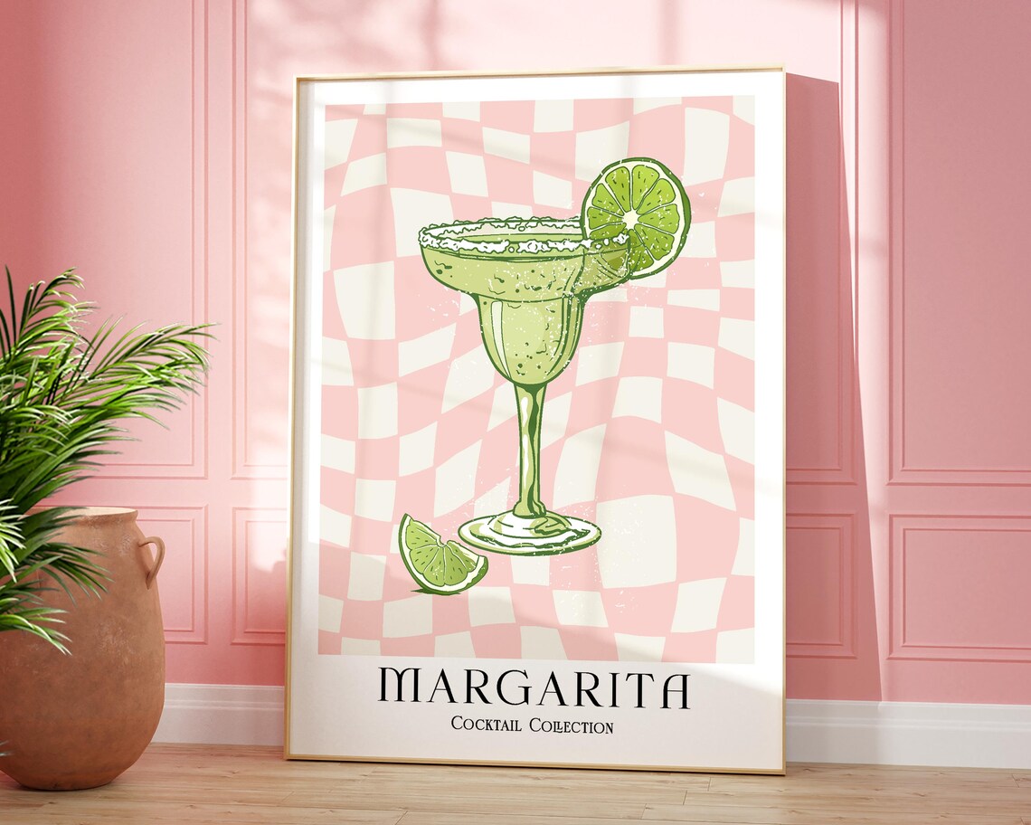 Margarita Cocktail Retro Poster, Kitchen Drinks Decor