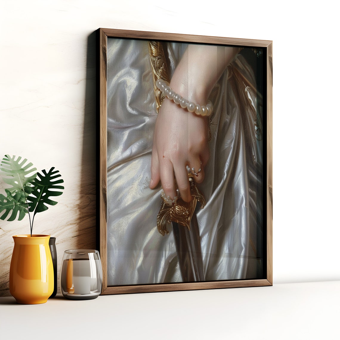 Elegant Lady In Satin Dress, Neoclassical Art Print - Image 3