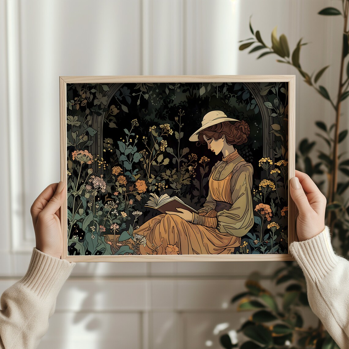 Magic Fairy Garden Reading, Whimsical Library Art - Image 2