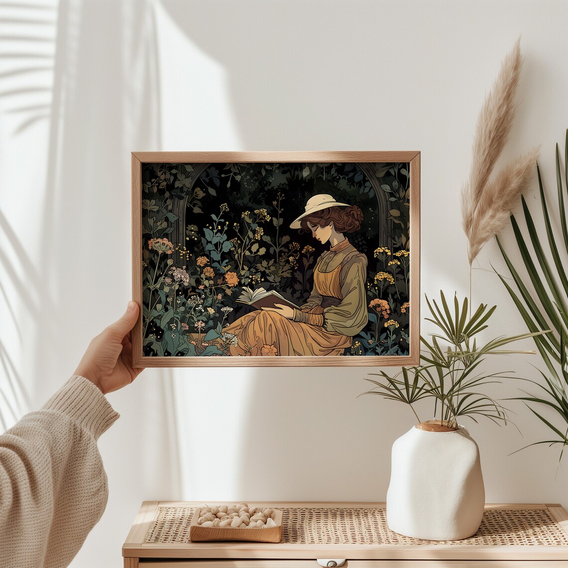 Magic Fairy Garden Reading, Whimsical Library Art - Image 3