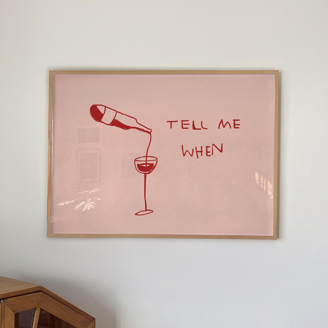 Funny Wine Quote Poster, Pink Kitchen Bar Cart