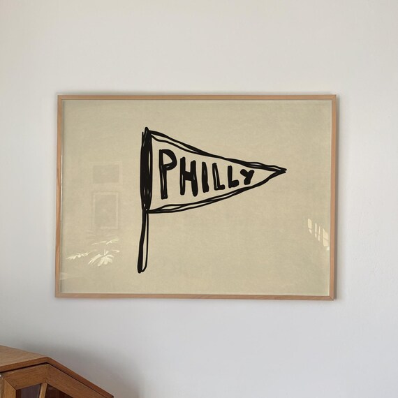 Philadelphia Us City Pennant Print Retro Travel Poster Philly Wall Art Horizontal Digital Download