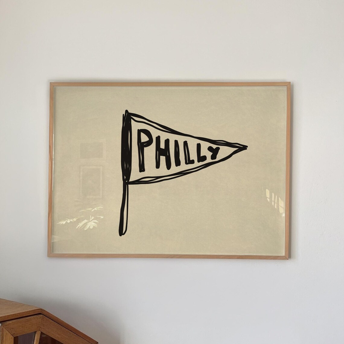 Philly Pennant Flag Hand Drawn Retro Philadelphia Travel Poster