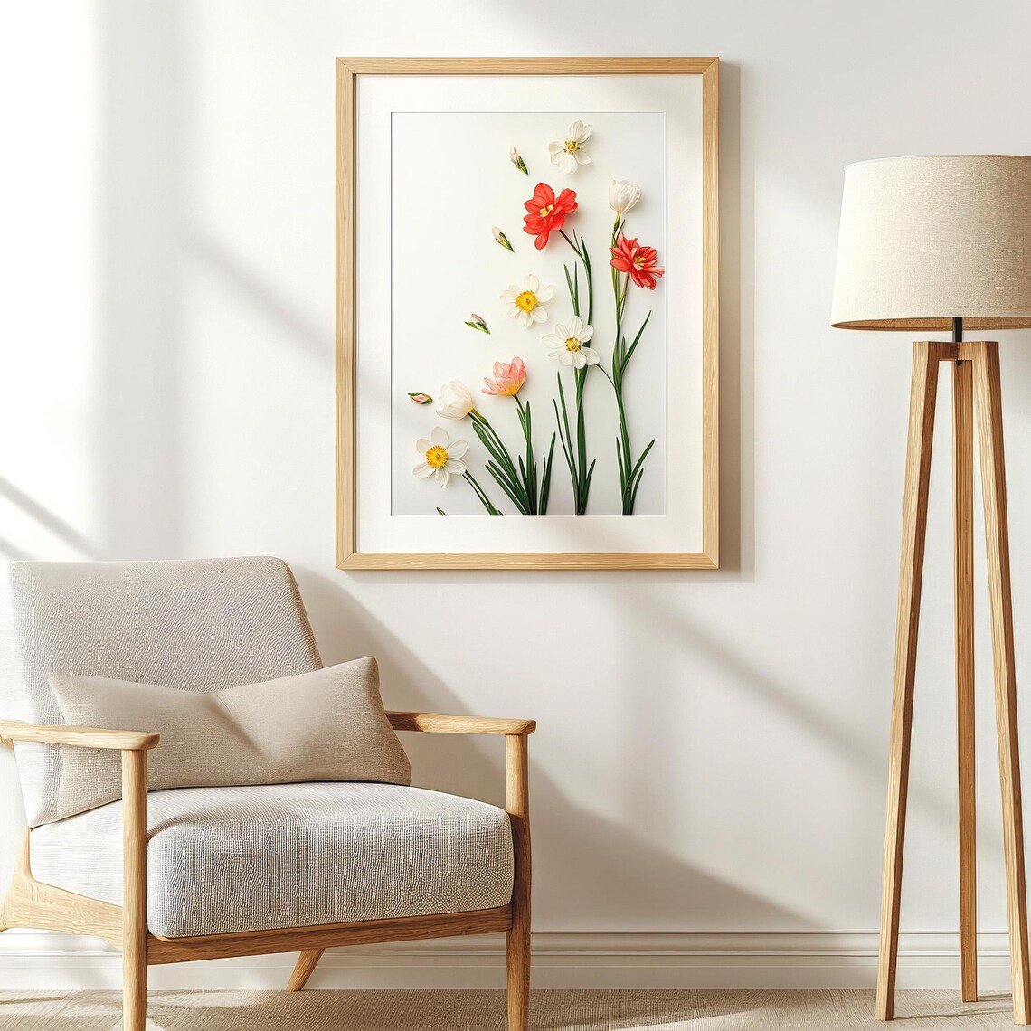 Daffodils and Tulips Spring Flowers Minimalist Floral Botanical Wall Art - Image 4