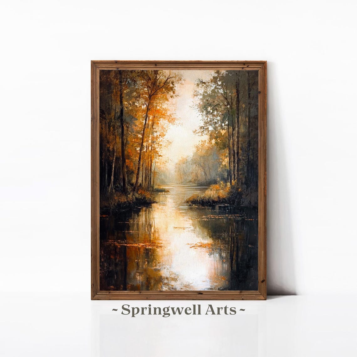 Golden Autumn Lake Reflections Tranquil Fall Woodland Water Poster - Image 4
