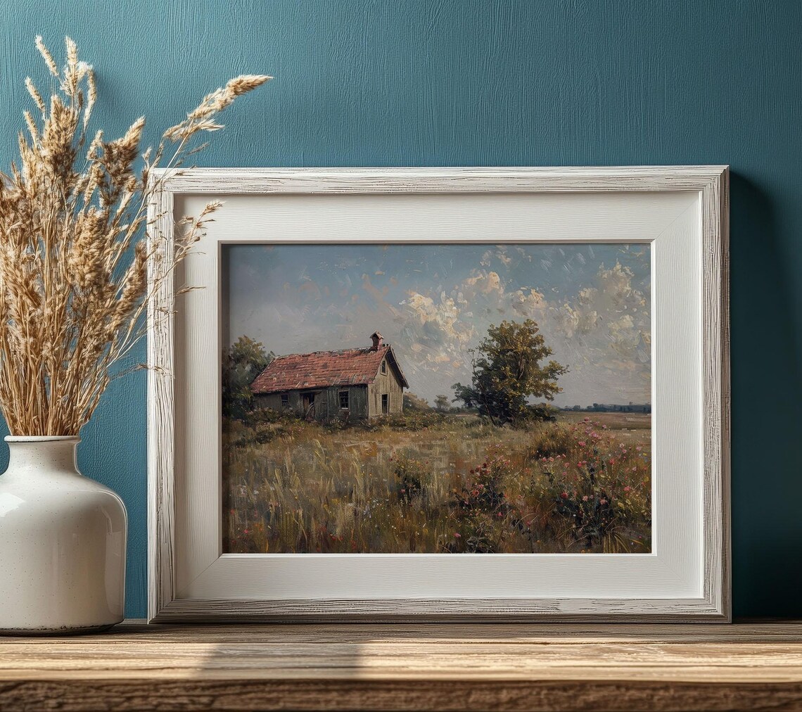 Vintage Farmhouse Wildflower Meadow Rustic Country Cottage Art Poster - Image 3