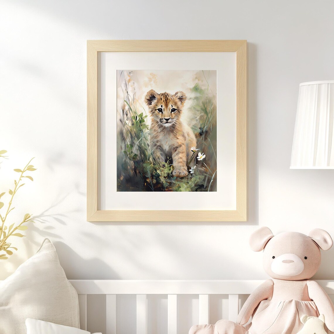 Baby Lion Cub Wildflower Painting Cute Safari Nursery Wall Decor Poster - Image 4