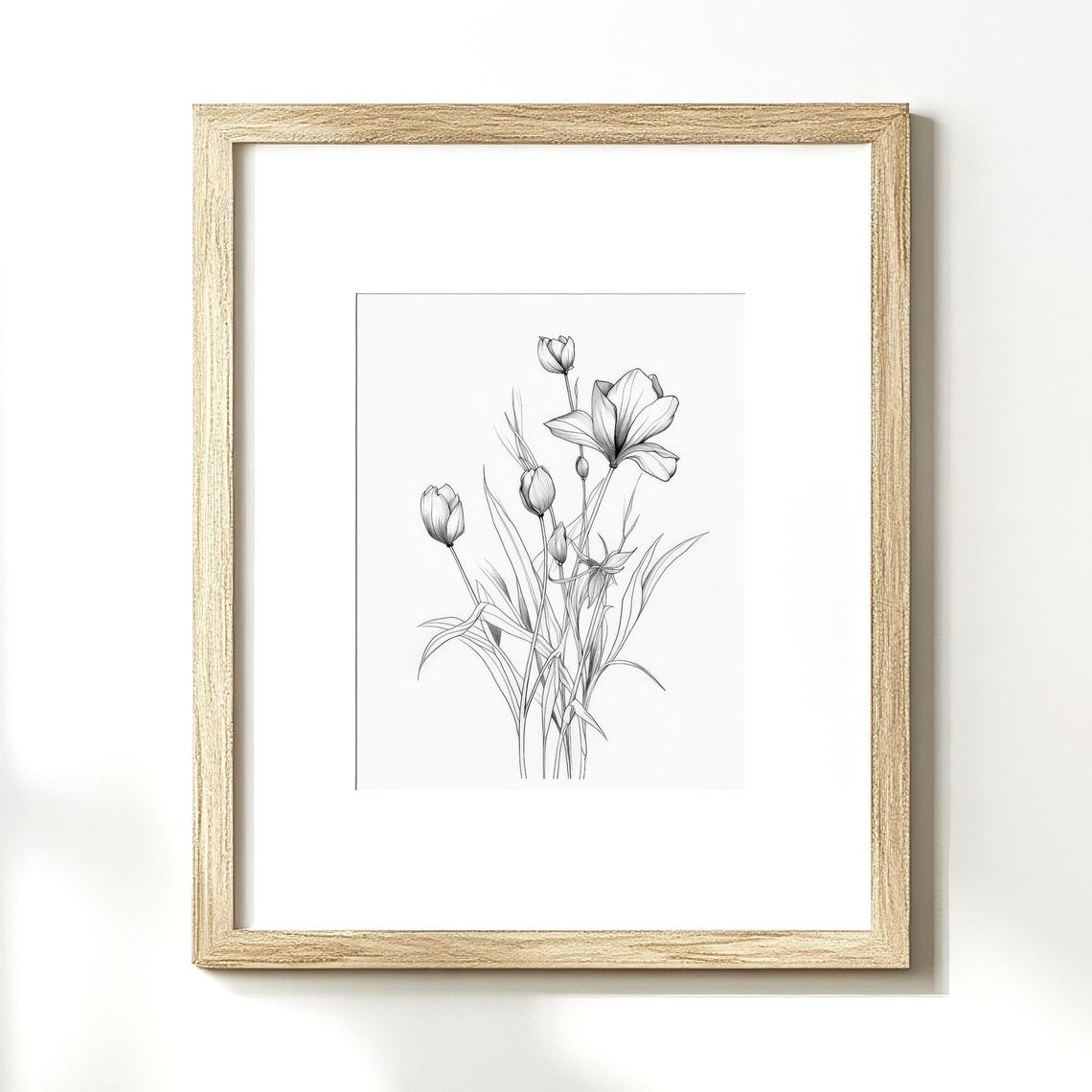 Black And White Tulip Floral Sketch Minimalist Botanical Line Poster - Image 2