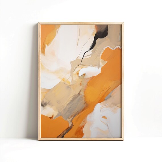 Abstract Print Orange And Beige Fall Colors Painting Art Instant Modern Minimalist Poster Wall Decor