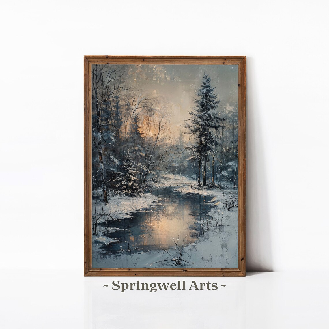 Winter Forest Landscape, Vintage Winter Art Print