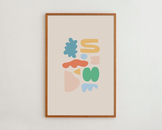 Soft Pastel Organic Abstract Shapes Minimalist Nursery Art Poster